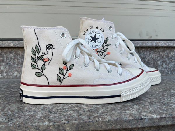 Embroidered ConverseCustom Converse Flowers,Leaves FacesEmbroidered Sneakers LeavesConverse Embroidery Chuck Taylor 1970sGift For Mom - 3.jpg