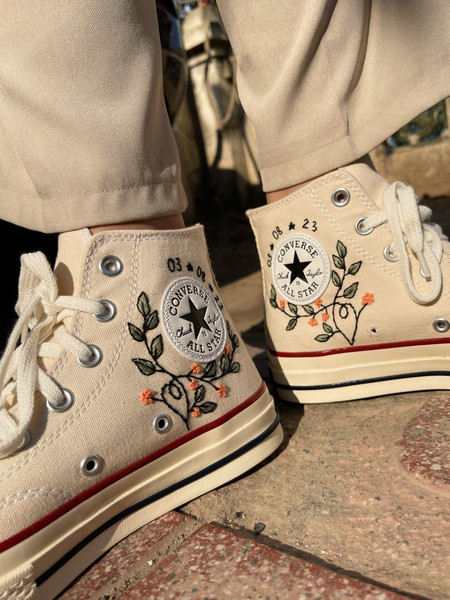 Embroidered ConverseCustom Converse Flowers,Leaves FacesEmbroidered Sneakers LeavesConverse Embroidery Chuck Taylor 1970sGift For Mom - 8.jpg