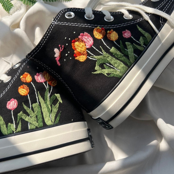 Embroidered ConverseFlower ConverseEmbroidered Colorful Tulip GardenCustom Converse High Tops Chuck Taylor 1970s Butterfly And Flower - 6.jpg