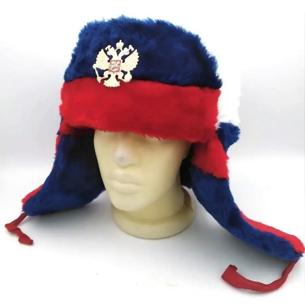 Russian army ushanka hat with Tricolor Cockade.jpg