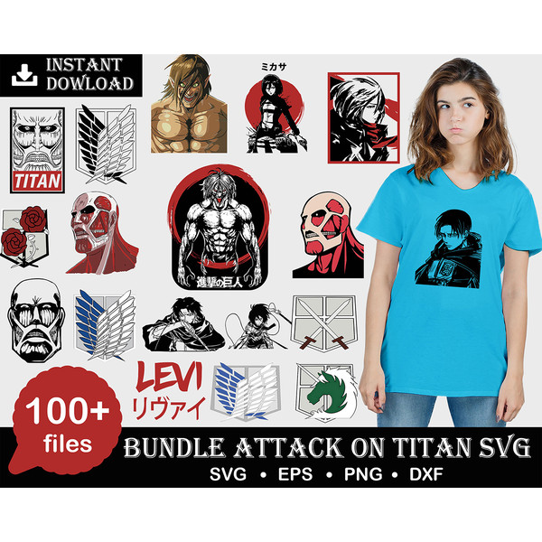 100 Attack on titan SVG Bundle, attack on titan logo svg, survey corps svg,Attack on Titan Wings of Freedom svg, Cricut.jpg