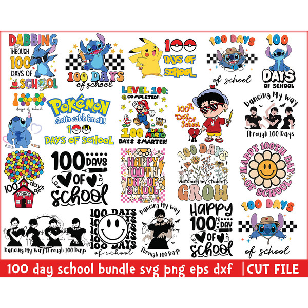 100 Days of School SVG Bundle, 100th Day of School svg, 100 Days svg, Teacher svg, School svg, School Shirt svg, Sports svg,Baby benito svg, 100th day of school