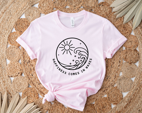 Happiness comes in waves Unisex Shirts, Summer Tees, Women Clothing, Beach shirts, Beach, Birthday Gift Ideas for Best Friends, Girl Friends - 2.jpg
