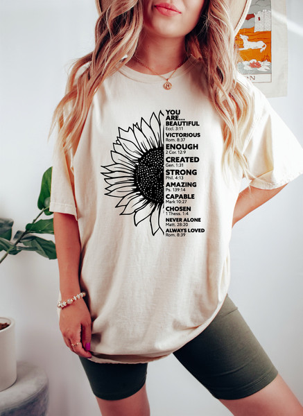 Sunflower Shirt, Christian Shirt, Thankful Grateful Blessed Shirt for Her, Bible Shirt for Women, Religious Shirt, Inspirational Shirt - 1.jpg