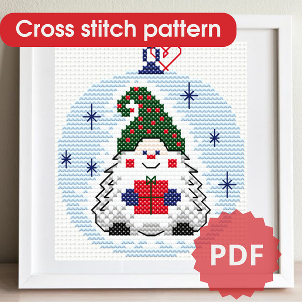 Cross stitch pattern Christmas ball Gnome (1).png