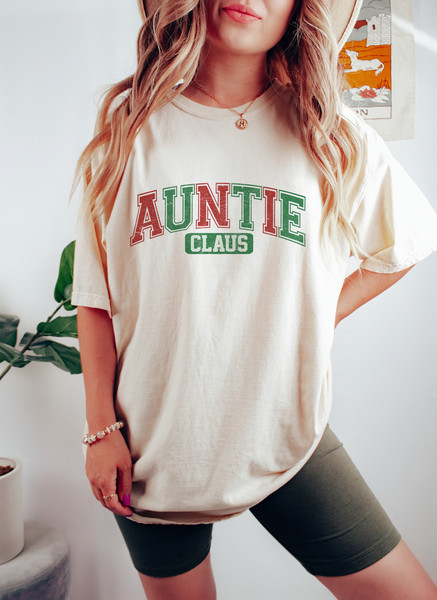 Auntie Claus Png, Retro Christmas Png, Trendy Christmas Png, Auntie Claus Varsity College Arched, Family Christmas, Auntie Sublimation Png - 2.jpg