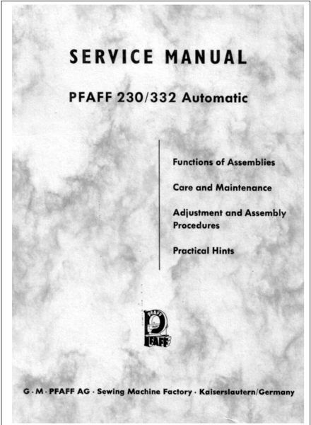 PFAFF 230 332 Automatic Sewing Machine Service Manual.png