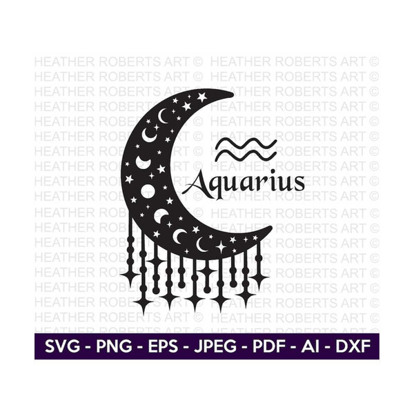 Aquarius SVG, Zodiac Moon Svg, Zodiac Signs SVG, Astrology S - Inspire ...