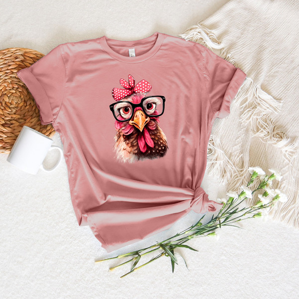 Chicken With Bandana Glasses Shirt, Girl Chicken Tshirt, Funny Chicken Tee, Chicken Lover Shirt, Country Girl Tshirt,Funny Chicken Shirt - 2.jpg