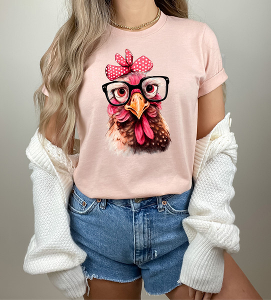 Chicken With Bandana Glasses Shirt, Girl Chicken Tshirt, Funny Chicken Tee, Chicken Lover Shirt, Country Girl Tshirt,Funny Chicken Shirt - 3.jpg