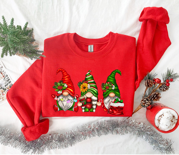 Christmas Gnomes Sweatshirt, Merry Christmas Sweatshirt, Buffalo Plaid Gnomes, Cute Gnomes Sweatshirt, Christmas Gift, Holiday Sweatshirt - 2.jpg