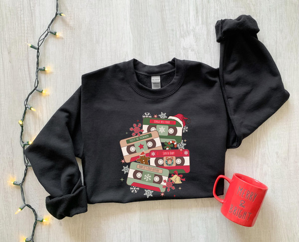 Christmas Music Cassette Tapes Sweatshirt, Christmas Music Sweatshirt, Christmas Songs Sweatshirt, Retro Christmas Sweater, Music Lover Gift - 2.jpg