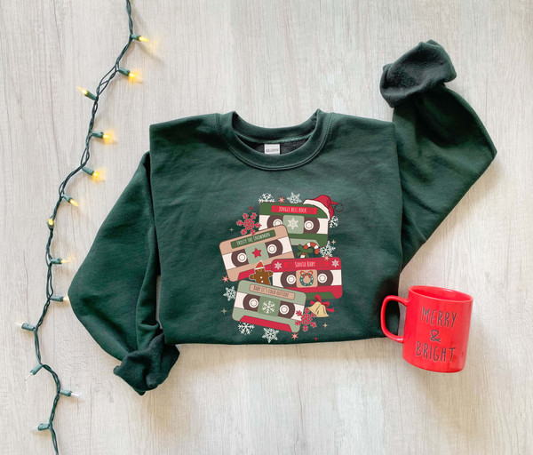 Christmas Music Cassette Tapes Sweatshirt, Christmas Music Sweatshirt, Christmas Songs Sweatshirt, Retro Christmas Sweater, Music Lover Gift - 4.jpg