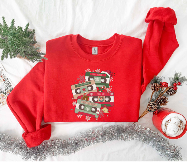 Christmas Music Cassette Tapes Sweatshirt, Christmas Music Sweatshirt, Christmas Songs Sweatshirt, Retro Christmas Sweater, Music Lover Gift - 5.jpg