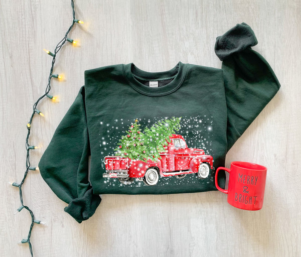 Christmas Red Truck Sweatshirt, Christmas Sweatshirt, Merry Christmas Truck Hoodie , Funny Christmas Sweat,Christmas Gift, Christmas Gift - 2.jpg