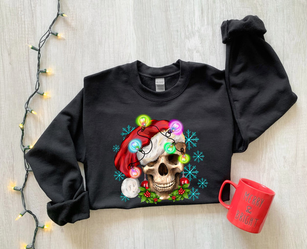 Christmas Skeleton Sweatshirt, Christmas Skeleton Santa Sweatshirt, Christmas Vibes Sweatshirt, Christmas Sweatshirt Gift, Xmas Shirt - 1.jpg