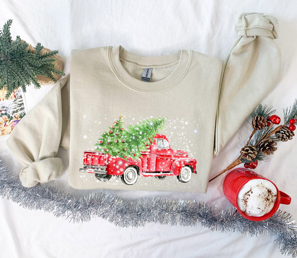 Christmas Red Truck Sweatshirt, Christmas Sweatshirt, Merry Christmas Truck Hoodie , Funny Christmas Sweat,Christmas Gift, Christmas Gift - 4.jpg