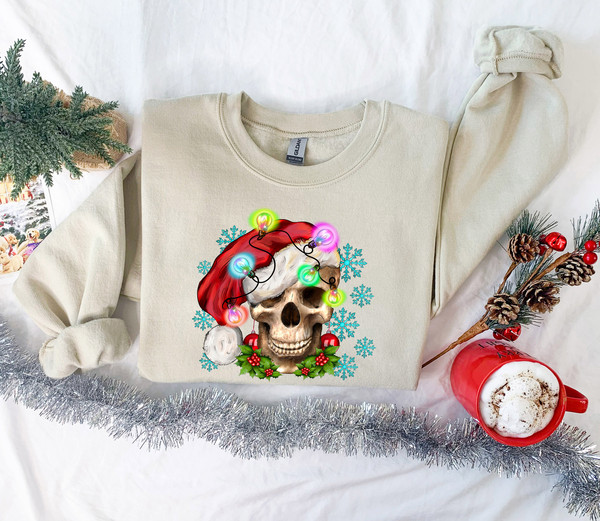 Christmas Skeleton Sweatshirt, Christmas Skeleton Santa Sweatshirt, Christmas Vibes Sweatshirt, Christmas Sweatshirt Gift, Xmas Shirt - 3.jpg