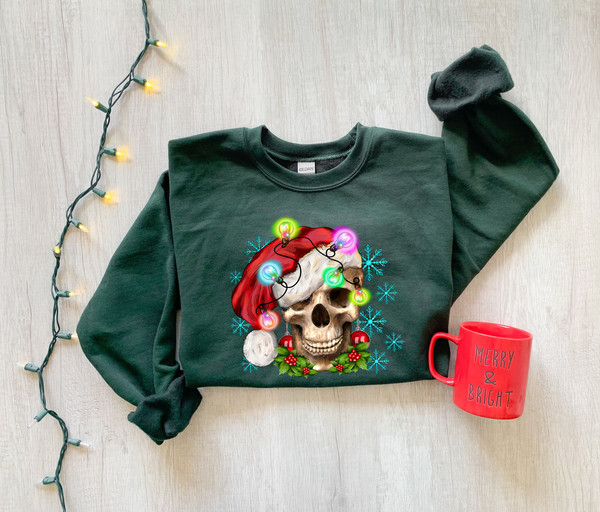Christmas Skeleton Sweatshirt, Christmas Skeleton Santa Sweatshirt, Christmas Vibes Sweatshirt, Christmas Sweatshirt Gift, Xmas Shirt - 5.jpg