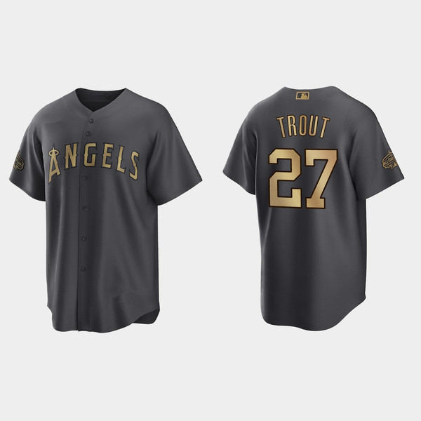 Men's Mike Trout Los Angeles Angels MLB Allstar Game Replica Charcoal Jersey XL | FansWorldCup