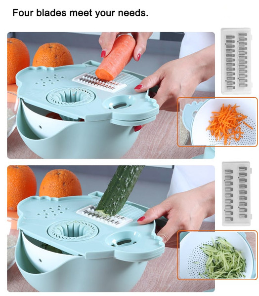  Safe Mandoline Slicer for Kitchen, 5 in 1 Slicer Kitchen  Chopping Artifact Multifunctional Vegetable Cutter, Meat Tomato Potato  Slicer Food Chopper with Container : Home & Kitchen