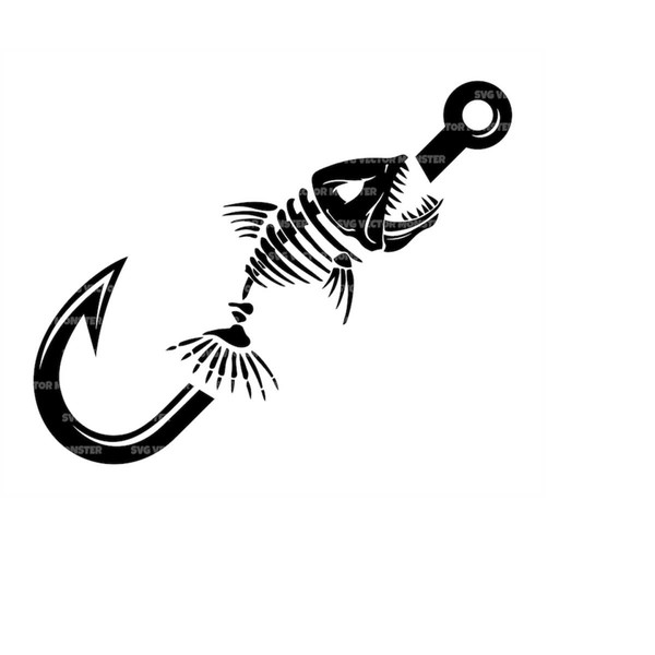 Skeleton Fish Svg, Fish Hook Svg, Bass Fish Logo Svg. Vector