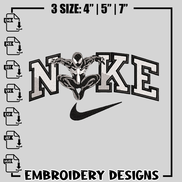 Spaiderman Black Nike embroidery design