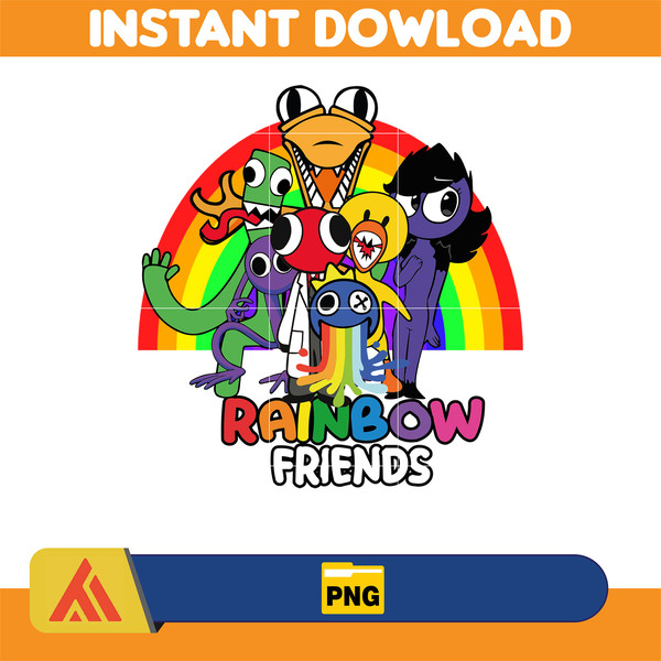 Rainbow Friends PNG Suitable for T-shirt Design Sublimation 