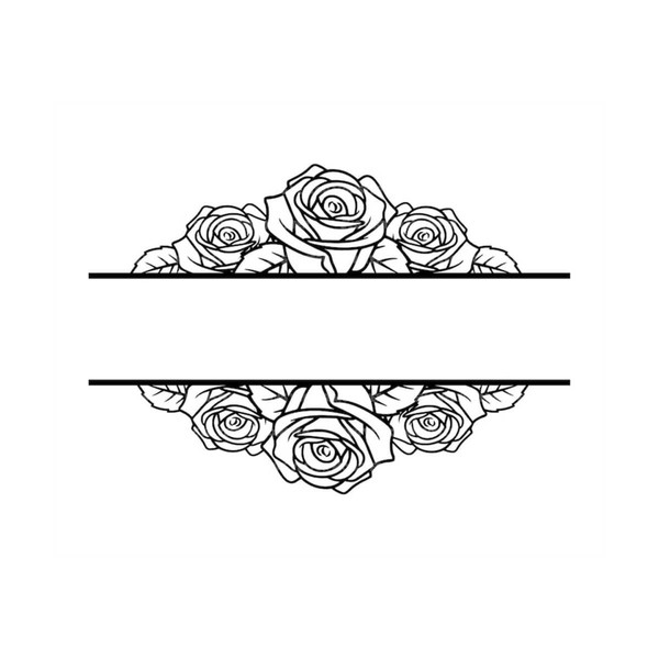 Rose Monogram SVG, Floral Split Name Monogram Svg. Vector Cu
