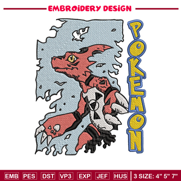 Charmeleon embroidery design, Pokemon embroidery, Anime design, Embroidery file, Digital download, Embroidery shirt.jpg