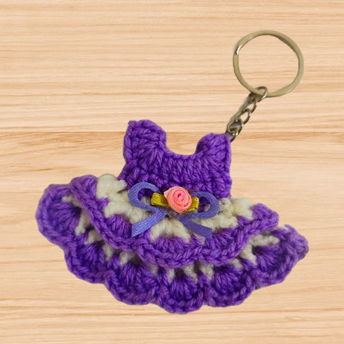 A crochet dress keychain pattern