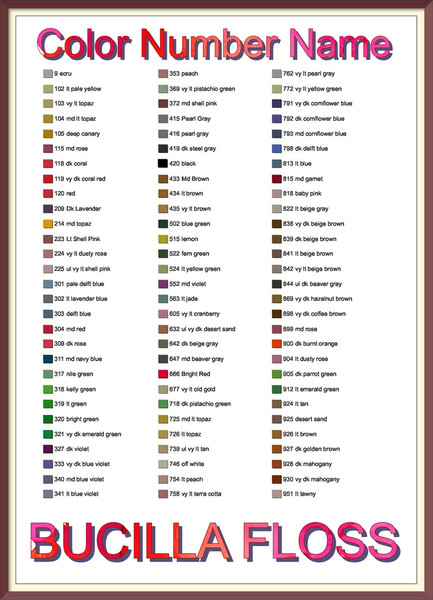 Bucilla Thread List by Color, Number, Name - Cross Stitch Chart - Bucilla Thread Charts - Inventory - Organizing - A4 & Letter - PDF (2).jpg