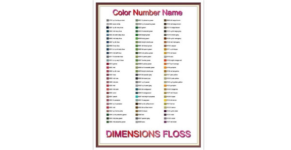 Dimensions Thread List by Color, Number, Name - Cross Stitch Chart - Dimensions Thread Charts - Inventory - Organizing.jpg