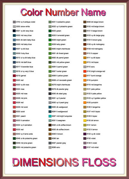 Dimensions Thread List by Color, Number, Name - Cross Stitch Chart - Dimensions Thread Charts - Inventory - Organizing (2).jpg