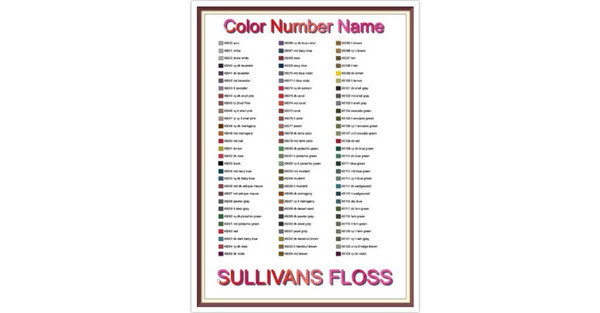Sullivans Thread List by Color, Number, Name - Cross Stitch Chart - Sullivans Thread Charts - Inventory - Organizing - A4 & Letter - PDF.jpg