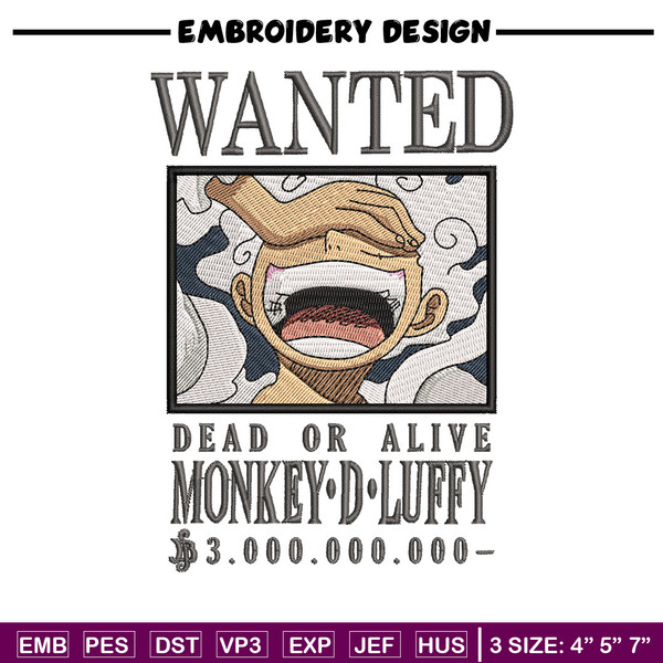 Bounty joyboy embroidery design, One piece embroidery, Anime design, Embroidery shirt, Embroidery file,Digital download.zip.jpg