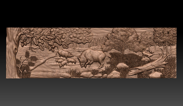 3D STL Model file Panel Boars in the forest