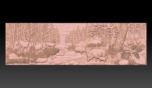 3D STL Model file Panel Deer and Boars