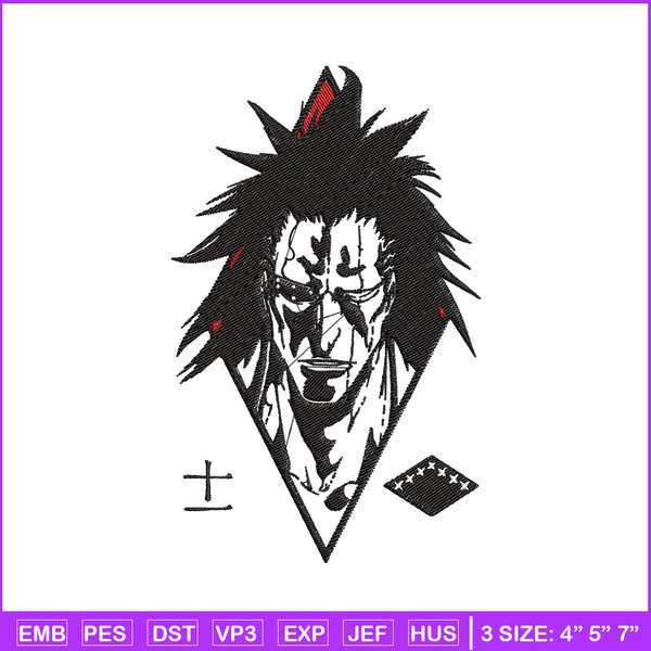 Kenpachi embroidery design, Bleach embroidery, Anime design, Embroidery shirt, Embroidery file, Digital download.jpg