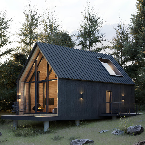Modern Cabin Tiny House, 16ft by 24ft, 380 sq.ft Modular House - Small House Plan - Garden House - Architectural Design - Cabin (1).jpg