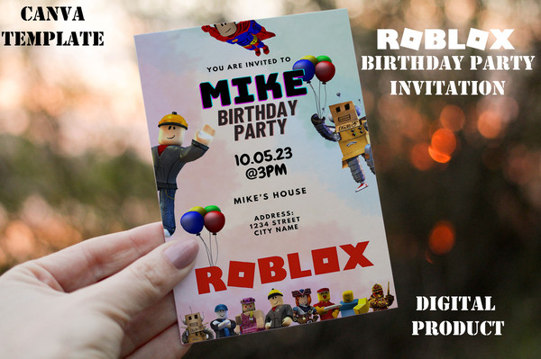 Roblox Birthday Boy Invitation Mobile Phone Text Roblox Party
