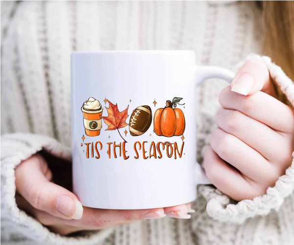 Tis The Season Mug, Fall Coffee Mug, Fall Football Coffee Cup, Football Coffee Mug, Autumn Mug, Pumpkin Spice Coffee Cup, Thanksgiving Gift - 3.jpg
