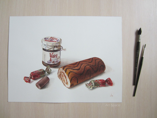 sweets - dessert - still life - candy - jam - watercolor painting - 4.JPG
