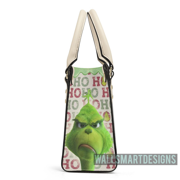 Personalized Christmas Grinch Ho Ho Ho Handbag, The Grinch Handbag, Grinch Leatherr Handbag, Shoulder Handbag, Gift For Grinch Fans - 4.jpg