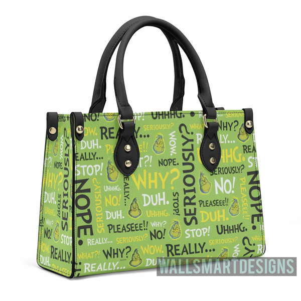 Personalized Christmas Grinch Seriously Handbag, The Grinch Handbag, Grinch Leatherr Handbag, Shoulder Handbag, Gift For Grinch Fans - 3.jpg