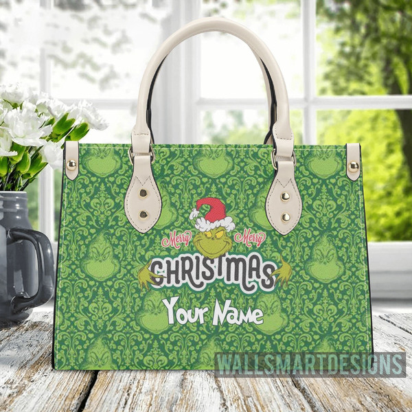 Personalized Grinch Christmas Handbag, The Grinch Handbag, Grinch Leatherr Handbag, Shoulder Handbag, Gift For Grinch Fans - 1.jpg