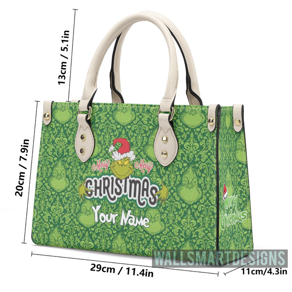 Personalized Grinch Christmas Handbag, The Grinch Handbag, Grinch Leatherr Handbag, Shoulder Handbag, Gift For Grinch Fans - 6.jpg