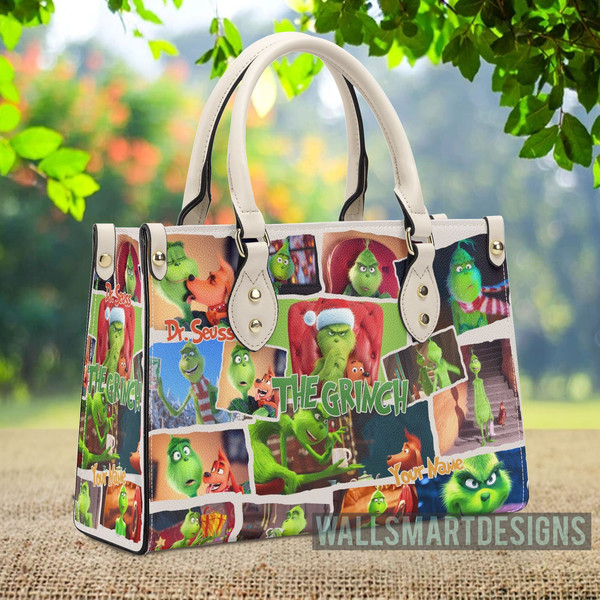 Personalized The Grinch Art Collection Handbag, The Grinch Handbag, Grinch Leatherr Handbag, Shoulder Handbag, Gift For Grinch Fans - 1.jpg