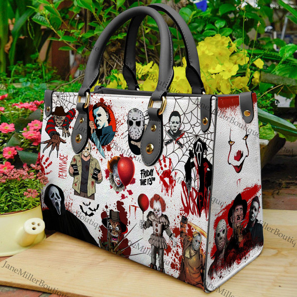 Halloween Leather Handbag, Michael Myers Handbag, Horror Movie Characters Bag, Woman Shoulder Bag, Crossbody Bag, Movie handbag - 2.jpg