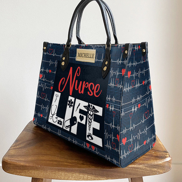 Nurse Life Leather Bag, Nurse Handbag, Custom Leather Bag, Woman Handbag, Custom Leather Bag, Shopping Bag, Handmade Bag - 2.jpg